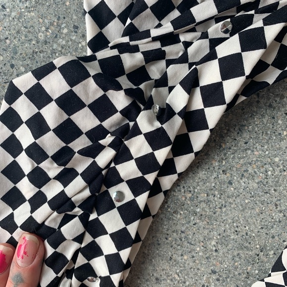 Checkered Ruched Blouse - Picture 2 of 5